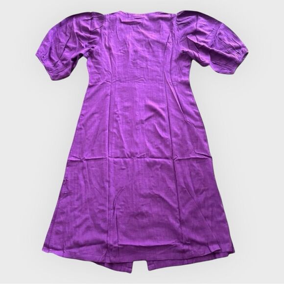 J.Jill Purple Linen Blend Button Front Midi Dress Petite Medium NWT - Picture 4 of 7